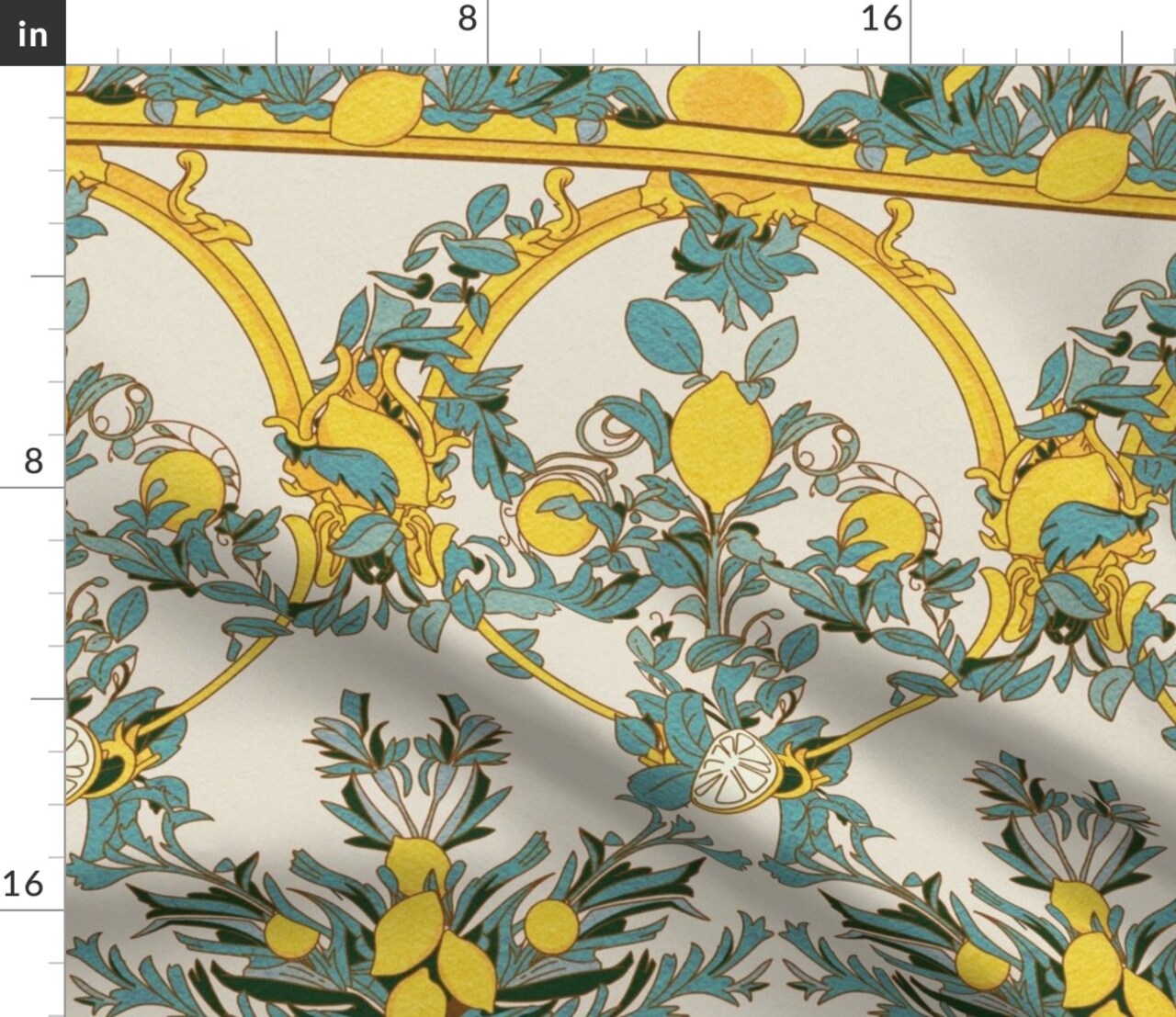 Yellow Floral Botanical Nature Fruit Citrus Spring Summer Lemon Arcade Italy Italian Villa Large Scale Custom Printed Fabric by Spoonflower Various Fabrics by the Yard or Fat Quarter